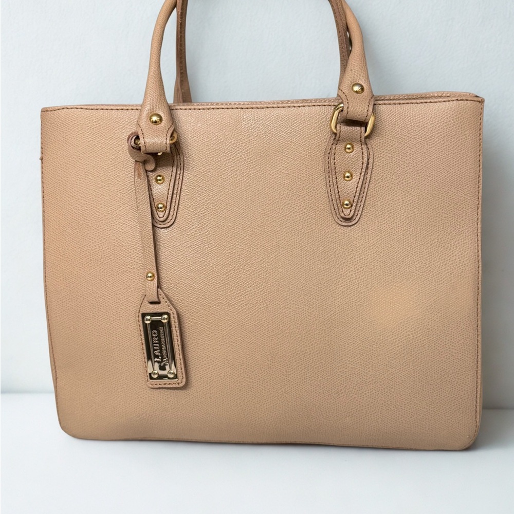Lauro Alessandrini Taupe Genuine Leather Tote Bag-Made in Italy